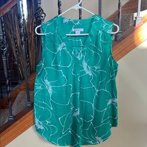 Liz Claiborne Green Floral Sleeveless Blouse